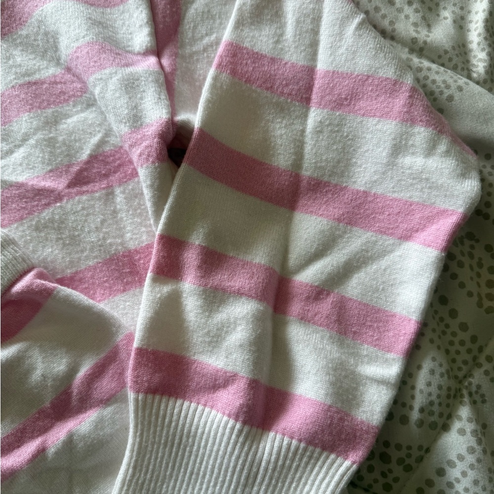 White and Pink Striped Knit Sweater Set - Picture 3 of 3
